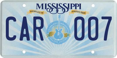 MS license plate CAR007