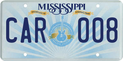 MS license plate CAR008