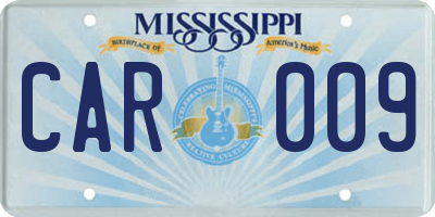 MS license plate CAR009