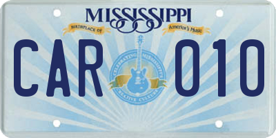 MS license plate CAR010