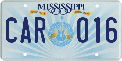 MS license plate CAR016