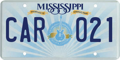 MS license plate CAR021