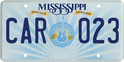 MS license plate CAR023