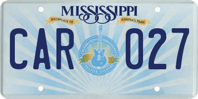 MS license plate CAR027