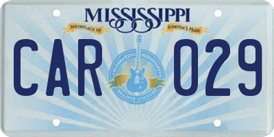 MS license plate CAR029