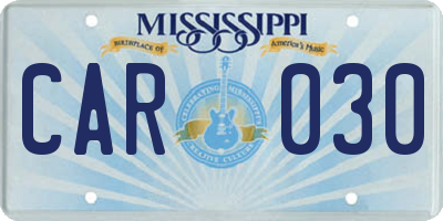 MS license plate CAR030