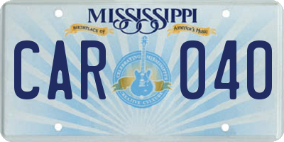 MS license plate CAR040