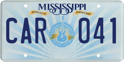 MS license plate CAR041