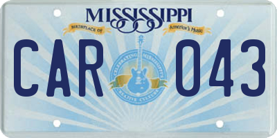 MS license plate CAR043