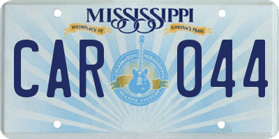 MS license plate CAR044