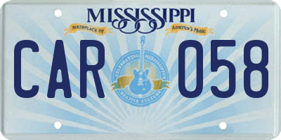 MS license plate CAR058