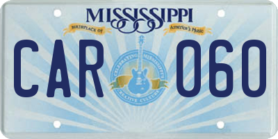 MS license plate CAR060