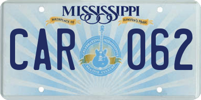 MS license plate CAR062