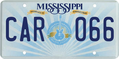 MS license plate CAR066