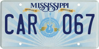 MS license plate CAR067