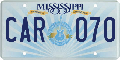 MS license plate CAR070