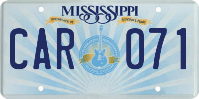 MS license plate CAR071