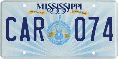 MS license plate CAR074