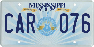 MS license plate CAR076