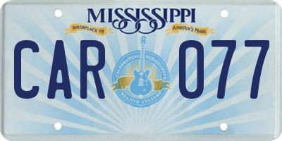 MS license plate CAR077