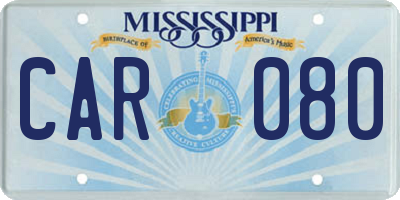 MS license plate CAR080