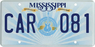 MS license plate CAR081