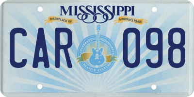 MS license plate CAR098