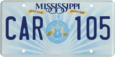 MS license plate CAR105