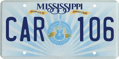 MS license plate CAR106