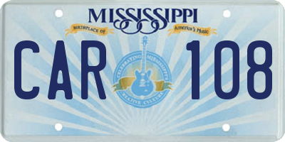 MS license plate CAR108