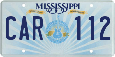 MS license plate CAR112