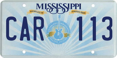 MS license plate CAR113