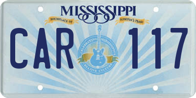 MS license plate CAR117