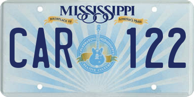 MS license plate CAR122