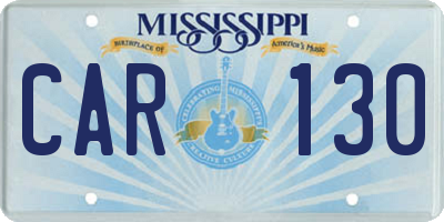 MS license plate CAR130