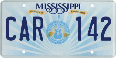 MS license plate CAR142