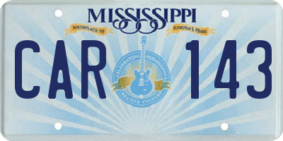 MS license plate CAR143