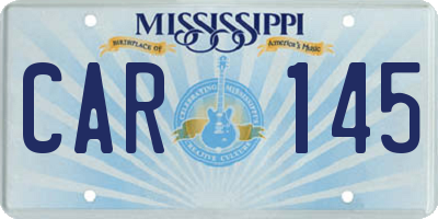 MS license plate CAR145