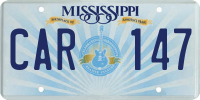 MS license plate CAR147