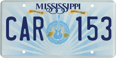 MS license plate CAR153
