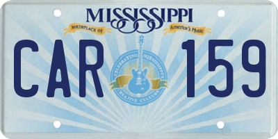 MS license plate CAR159