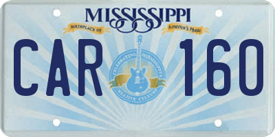 MS license plate CAR160