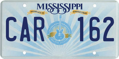 MS license plate CAR162