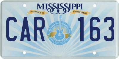 MS license plate CAR163