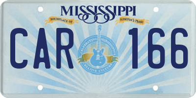 MS license plate CAR166
