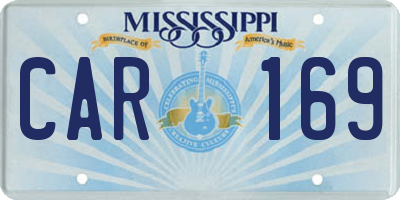 MS license plate CAR169