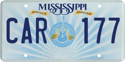 MS license plate CAR177