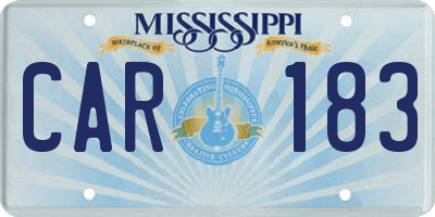 MS license plate CAR183