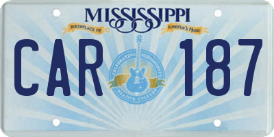 MS license plate CAR187