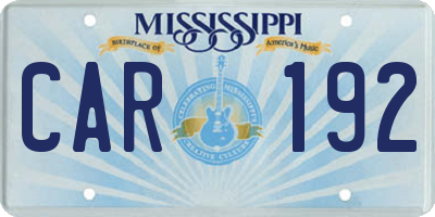 MS license plate CAR192